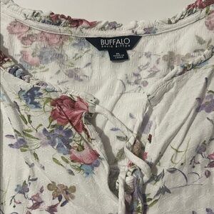 Buffalo David Bitton Floral Lace-Up Blouse